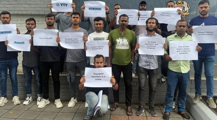 Workers protest against dismissals and forced deportation