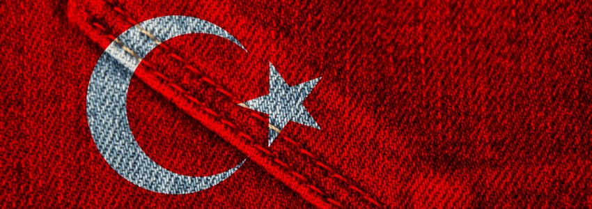 Red jeans with the flag of Turkey