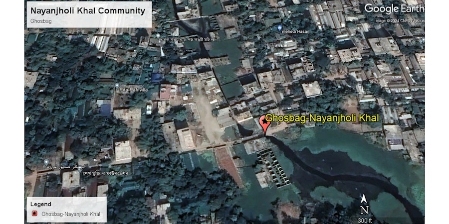 Location of affected community Nayanjholi Khal-Ghosbag Community in Dhaka, Bangladesh